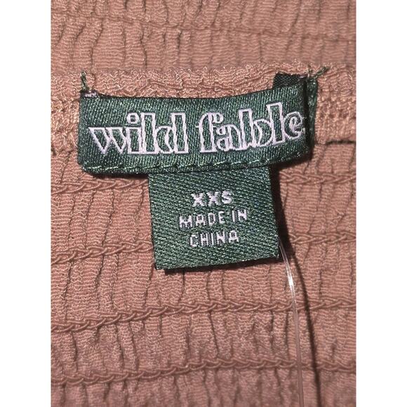 Wild Fable Cropped Sheer Top Womens Size XXS Brown Long Sleeve 6254 - Picture 7 of 9